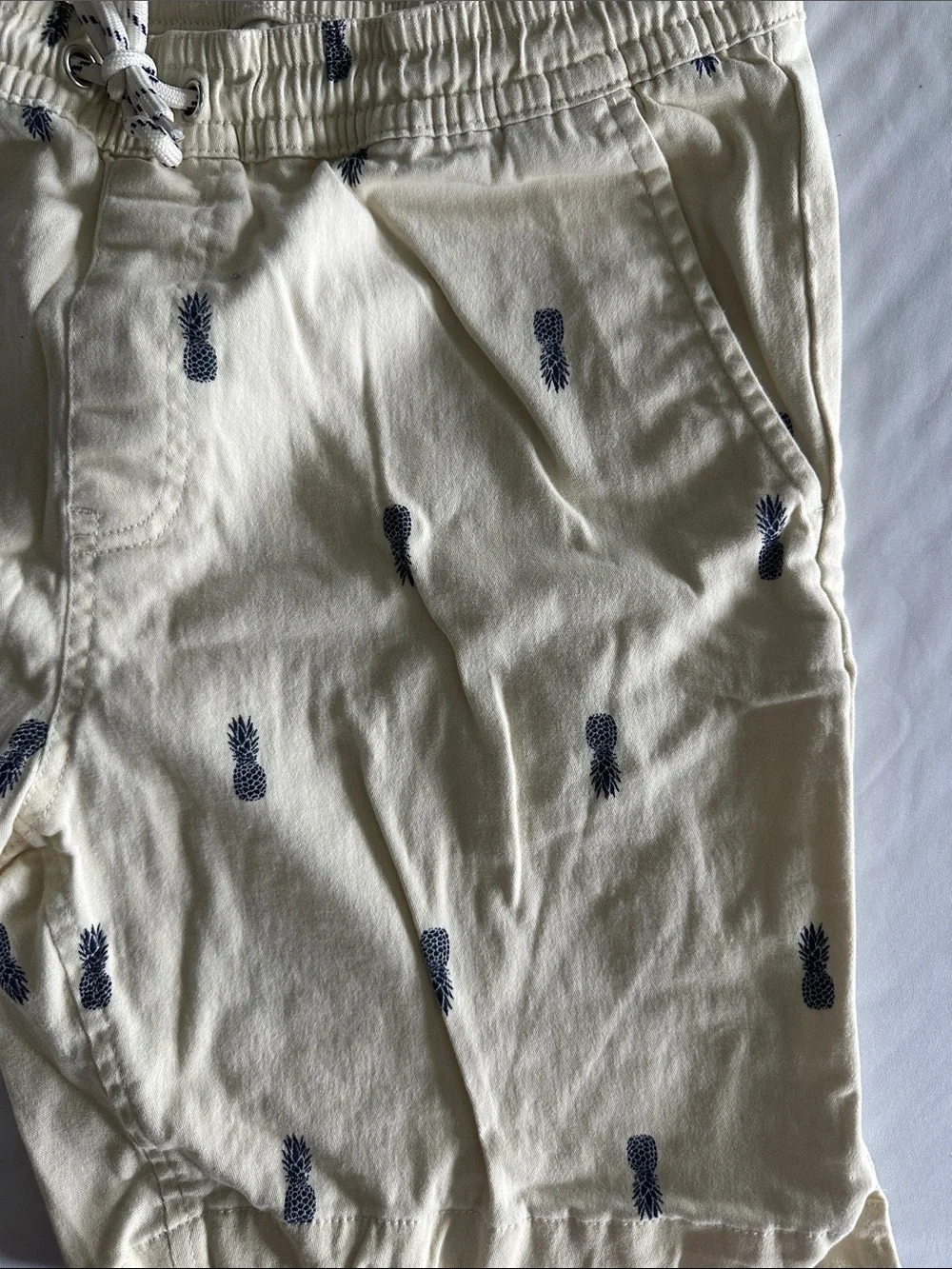 Men's Cream Pineapple Print Swim Shorts